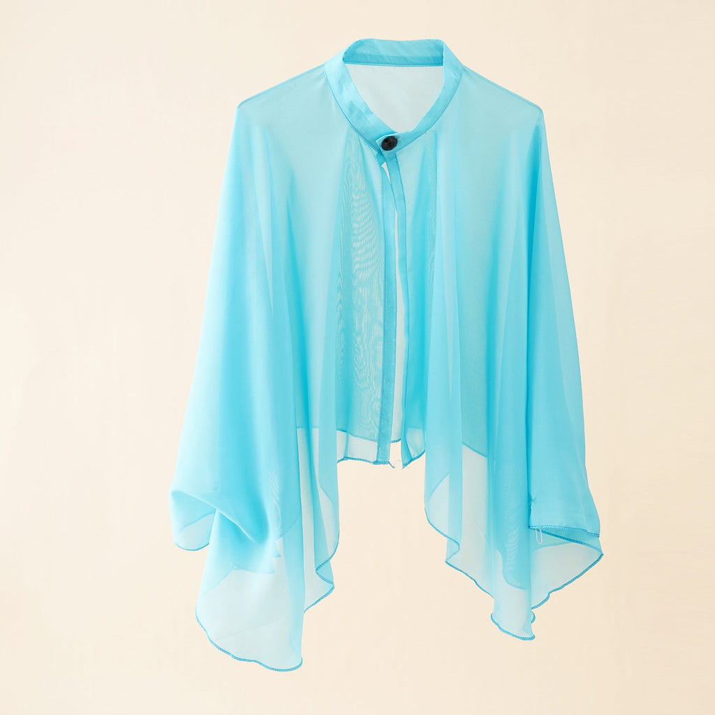 Women's airy chiffon kimono with wide flared sleeves, size S