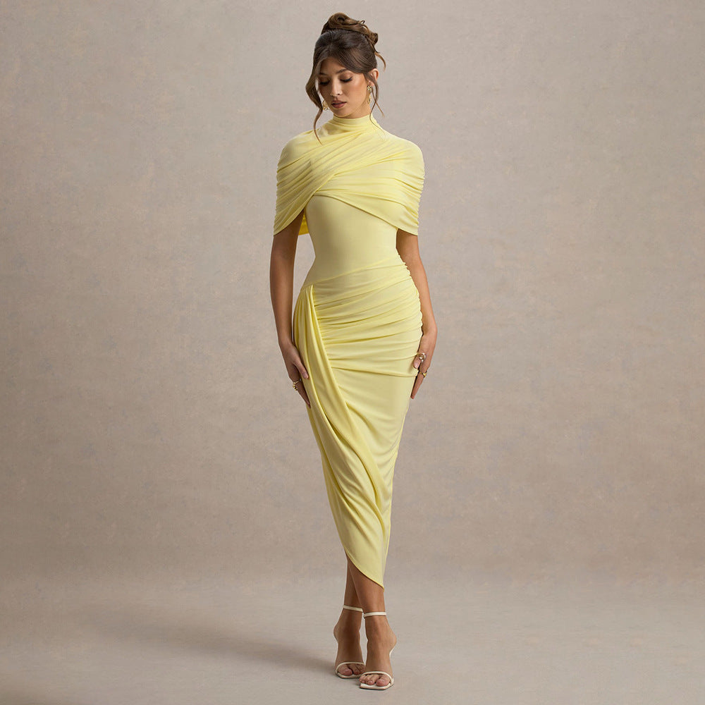Elegantes, figurbetontes Abendkleid für Damen mit Rüschen, Größe