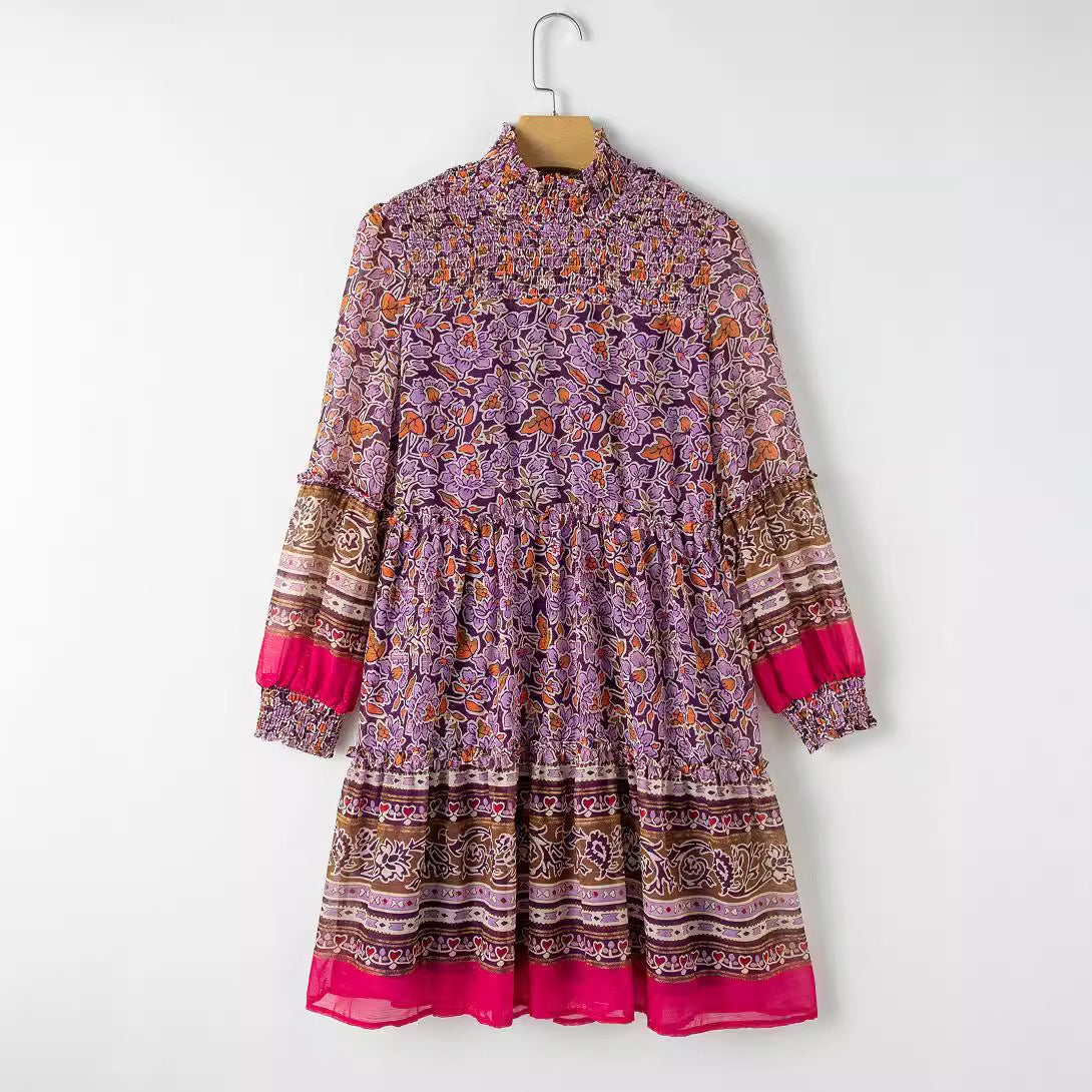 Women's boho-inspired midi dress with elasticated waistband and voluminous sleeves, size [size missing]