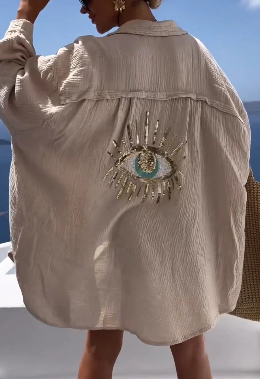 Valenzora | Notched lapel cotton-linen shirt for spring/summer