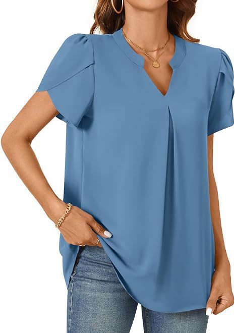 Damenbluse mit elegantem V-Ausschnitt-Detail und leichten Puffärmeln, Größe [size]
