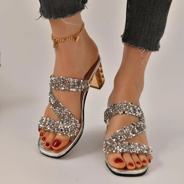Valenzora | Sandals with heels and sequins