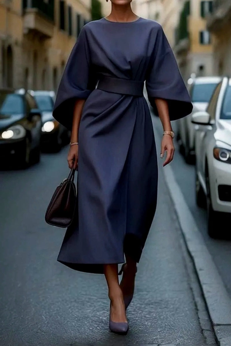 Women's elegant maxi dress with puff sleeves and a tailored cut, size [size missing]
