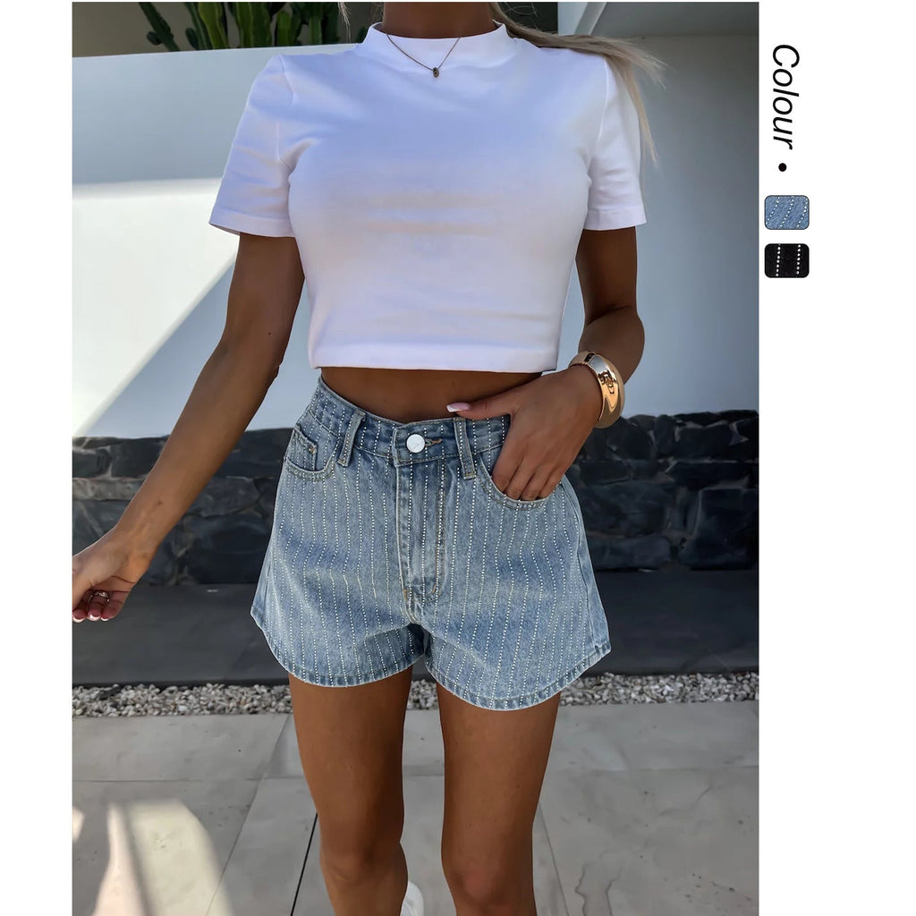 Striped Spirit Denim Shorts