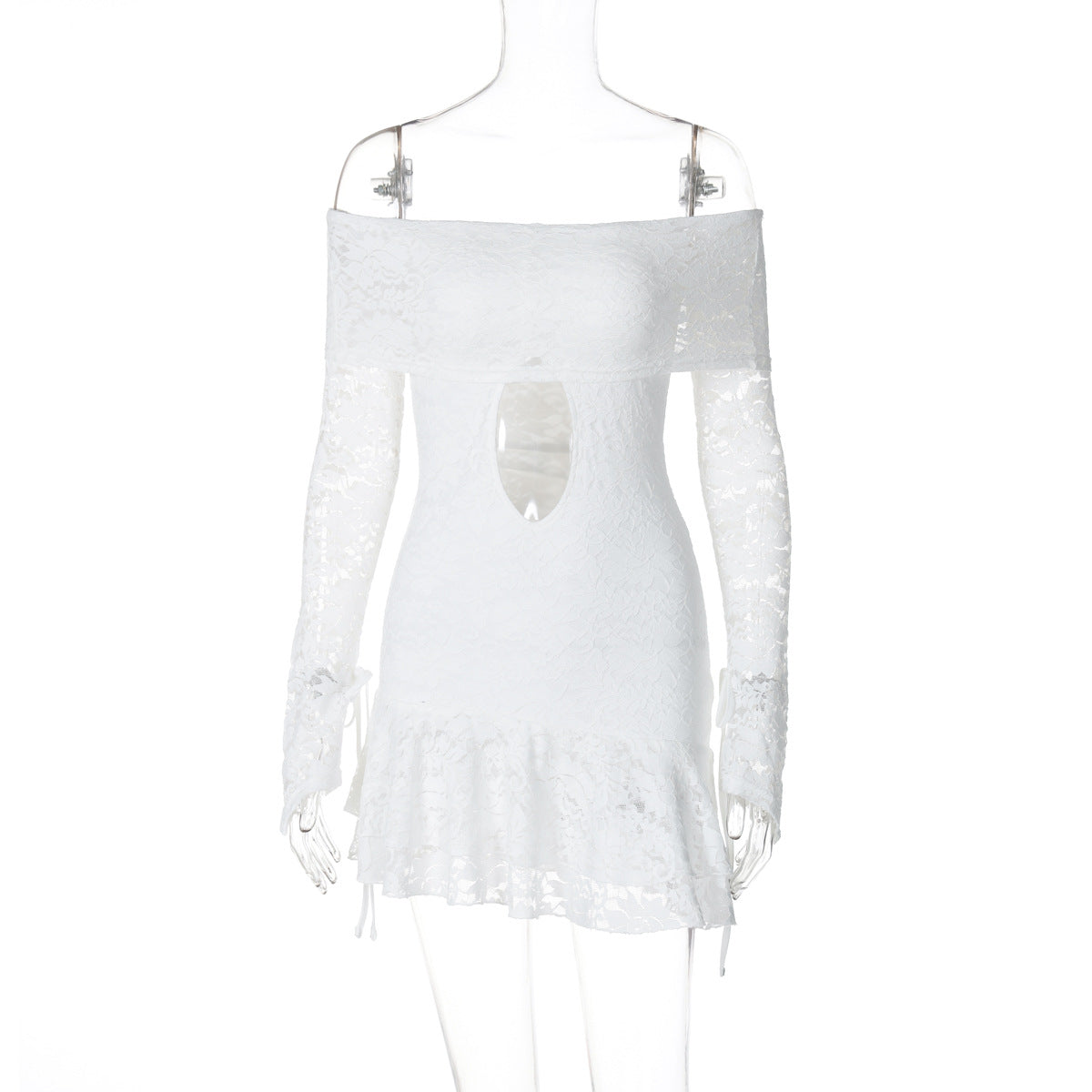 Valenzora | Women's Clothing Autumn Sexy Neckline Lace Long Sleeve Dress