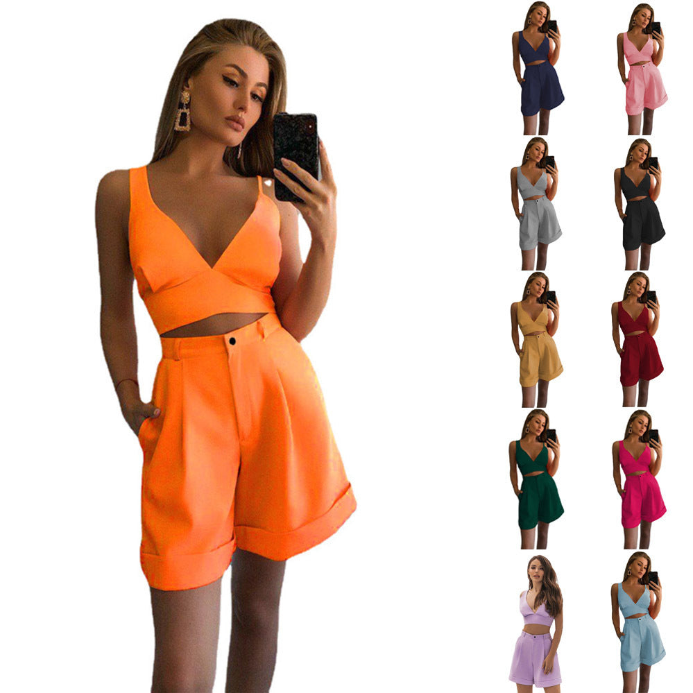 Valenzora | Stylish Strapless Top and High-Waisted Shorts Set