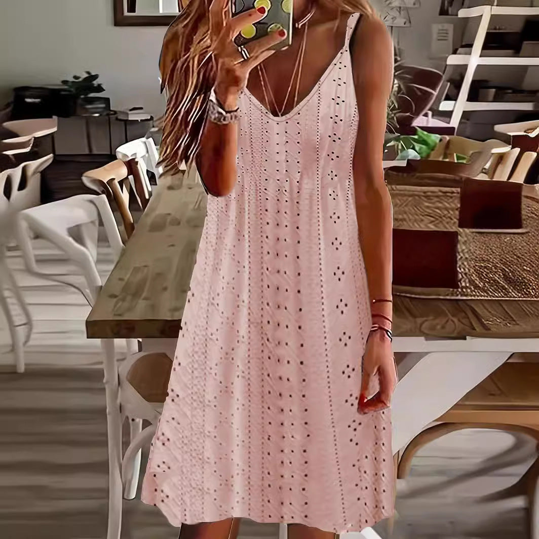 Women's airy V-neck dress in a casual style, size S