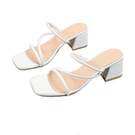 Women's lounge sandals with elegant block heel, size S