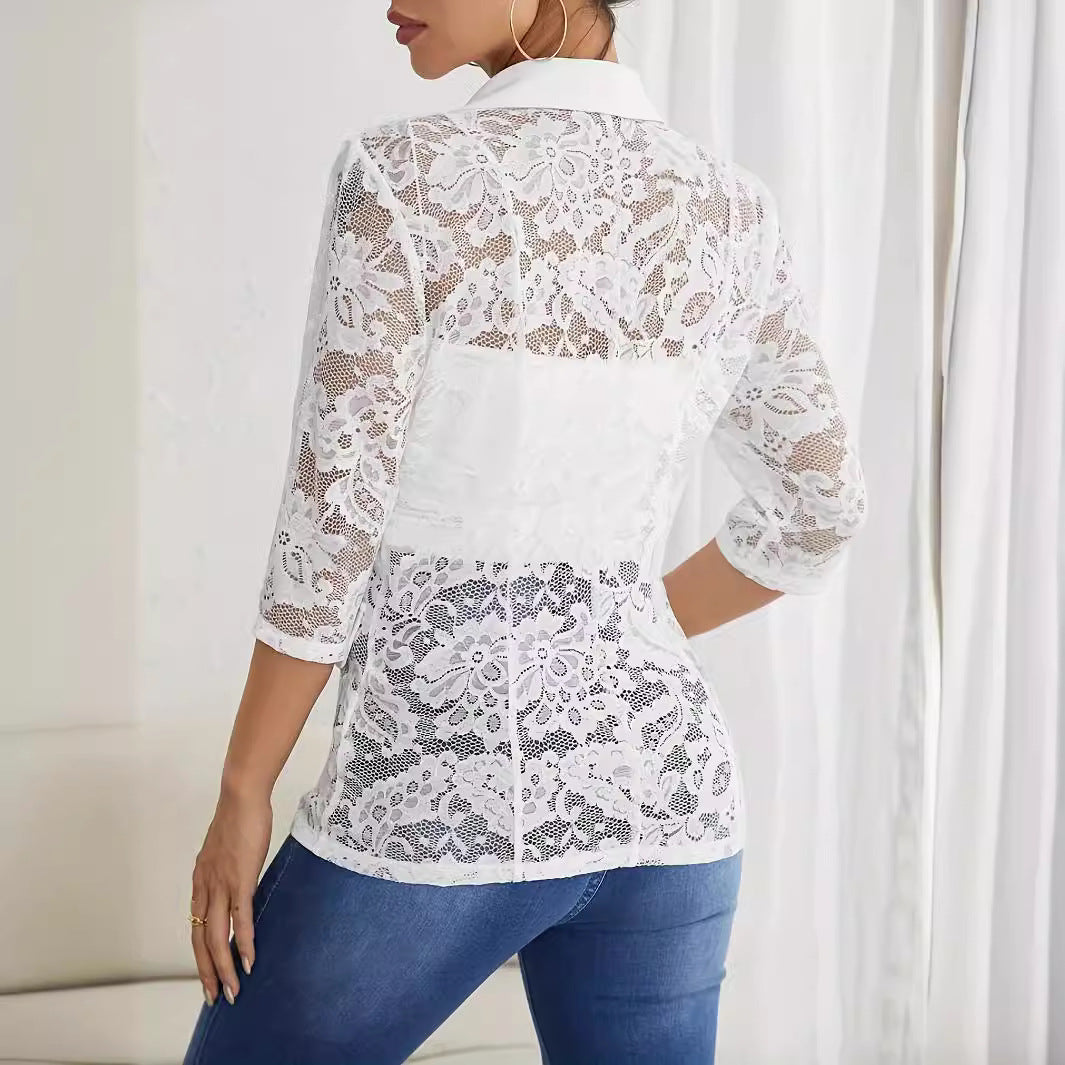 Valenzora | Spitzenbesetztes Blazer-Top