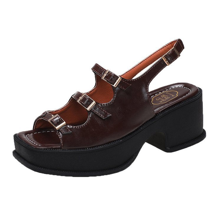Women's platform sandals with adjustable straps and fashionable block heel, size Valenzora