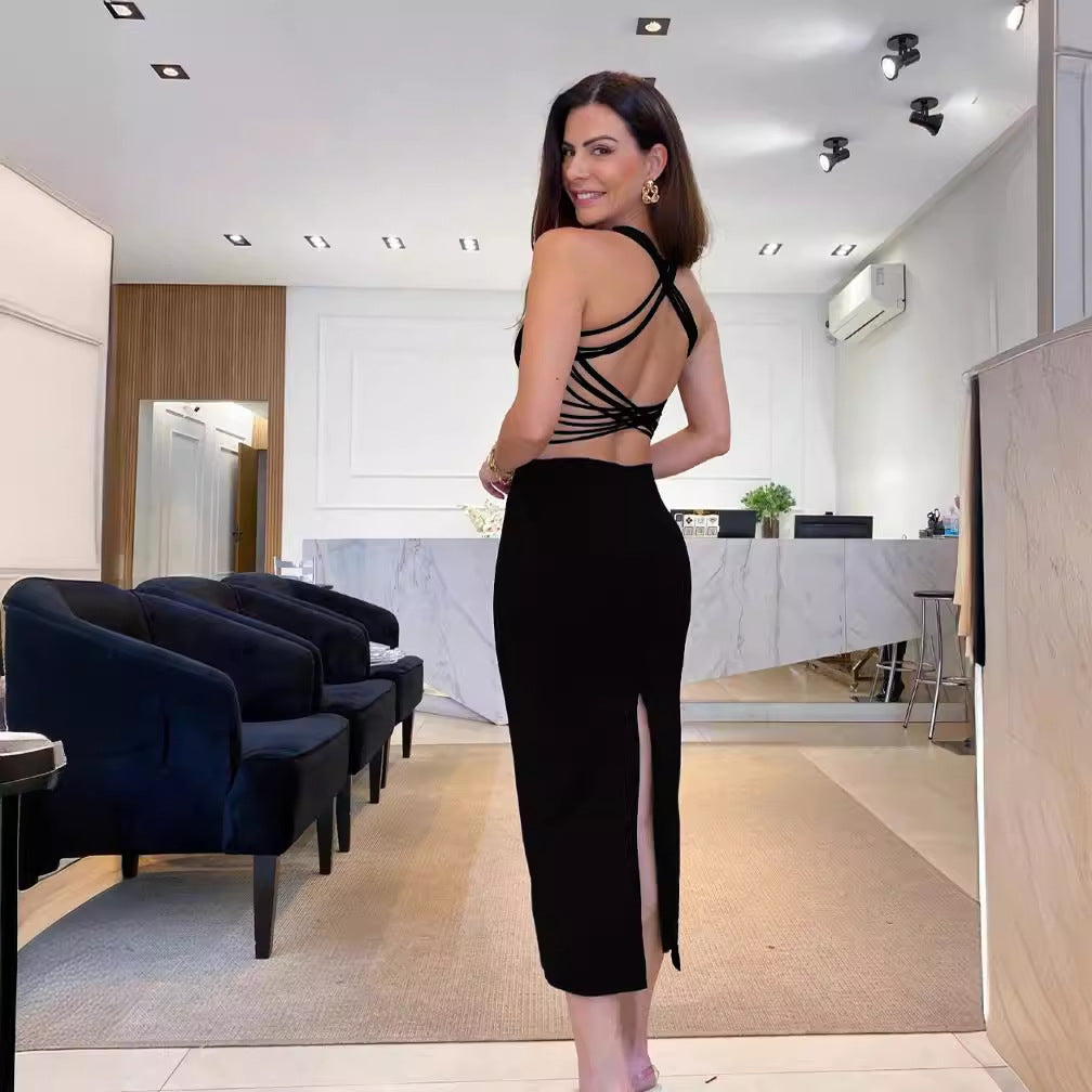 Elegantes Damen-Midikleid mit seitlichen Cut-Outs Größe
