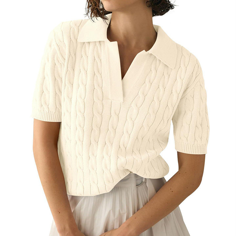 Valenzora | Pullover mit Polokragen und Zopfmuster