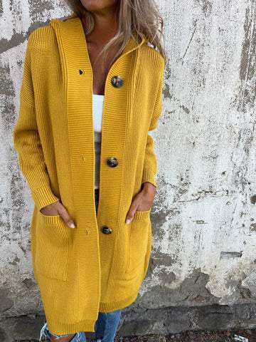 Women's hooded cardigan with buttons, size