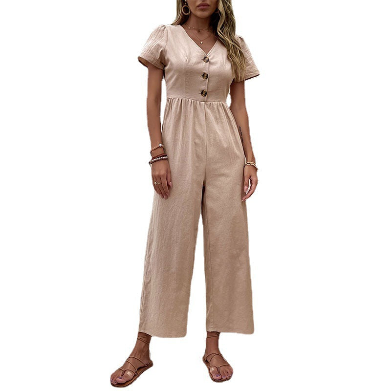 Damen-Jumpsuit mit Knopfdetails und luftigem Schnitt, Größe S