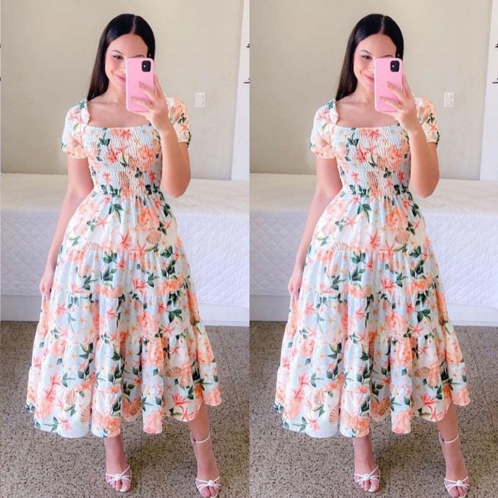 Women's midi dress with off-the-shoulder design and playful butterfly pattern, size S