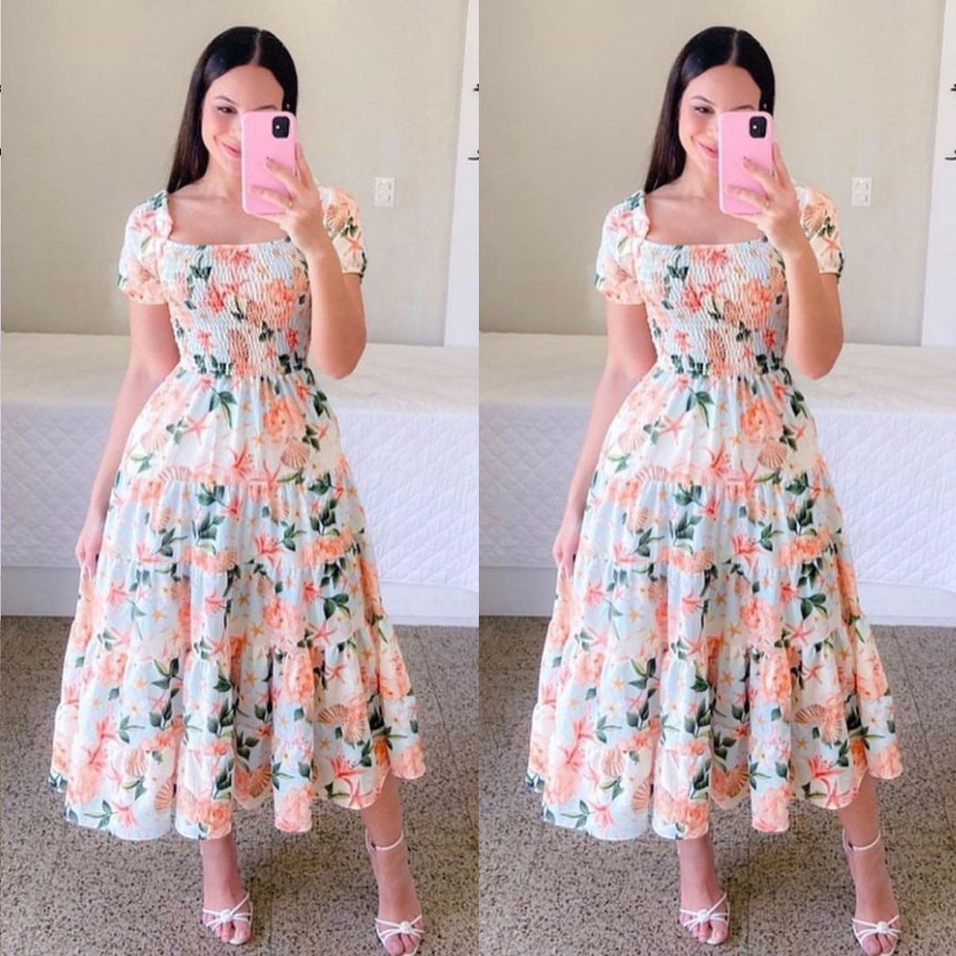 Women's midi dress with off-the-shoulder design and playful butterfly pattern, size S