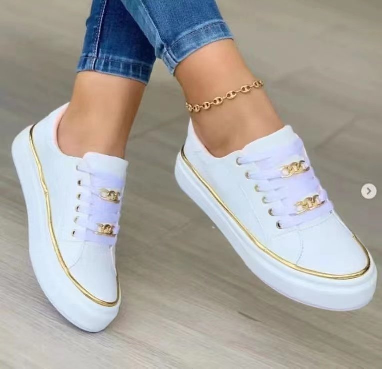 Damen-Sneaker mit modischem Satinobermaterial und eleganten Goldakzenten, Größe Valenzora