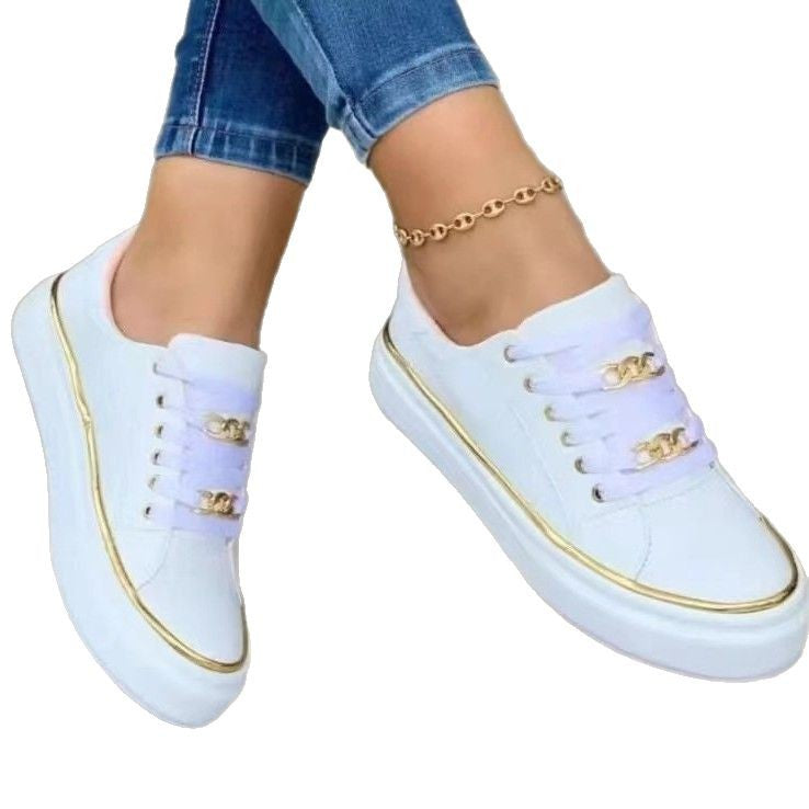 Damen-Sneaker mit modischem Satinobermaterial und eleganten Goldakzenten, Größe Valenzora