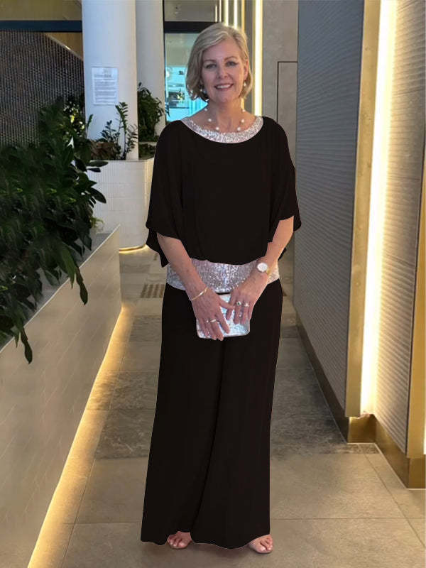 Eleganter Damen-Jumpsuit mit schimmerndem Bund, Größe