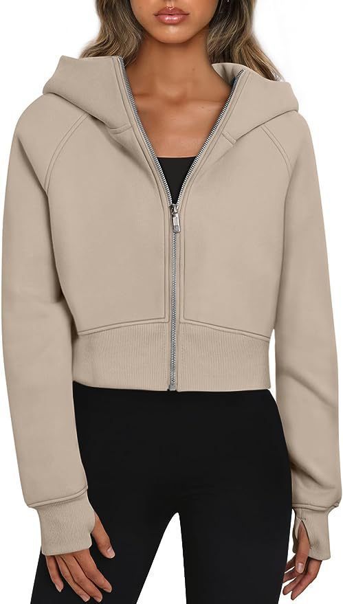 Women's short-cut hooded jacket with zipper, size