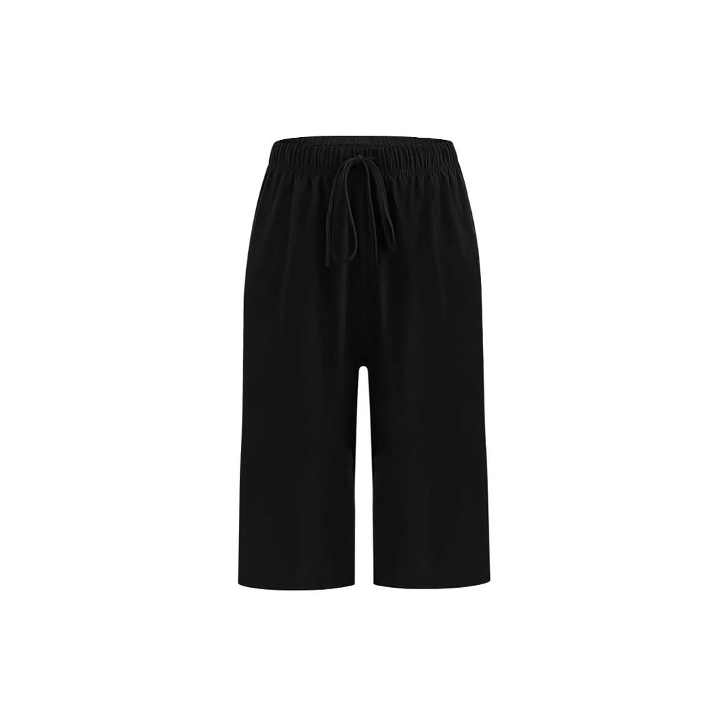 Women's sporty Bermuda shorts with elastic waistband and adjustable drawstring, size S
