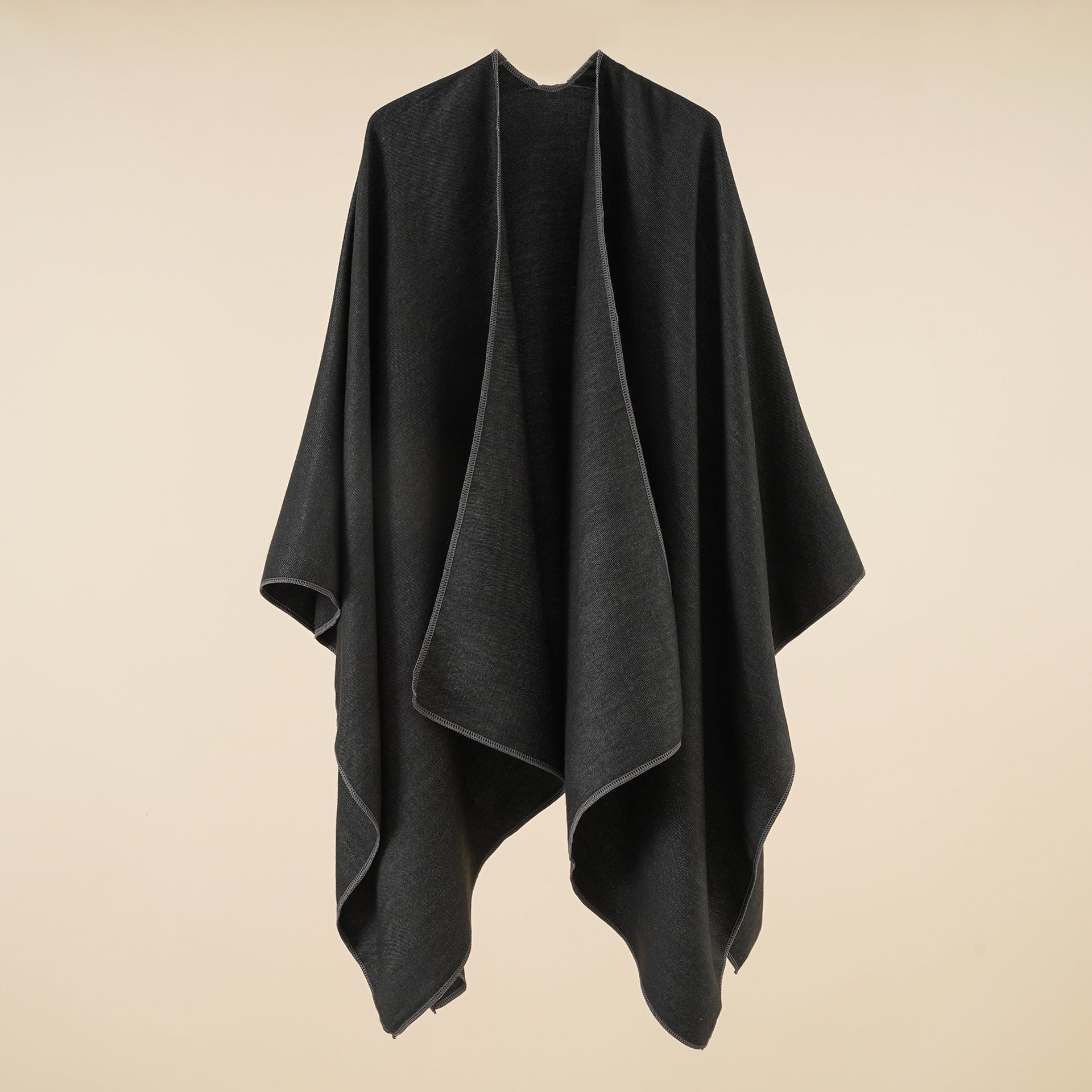 Women's Elegant Wrap Poncho in Soft Wool Blend, Size