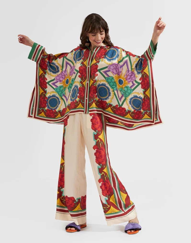 Valenzora | Stand-up collar top and trouser set
