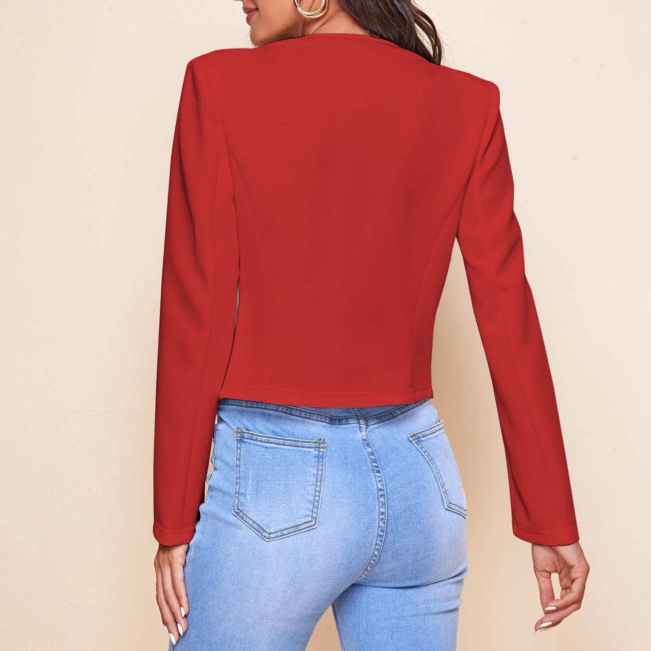 Valenzora | Plain color, long-sleeved, open-front jacket