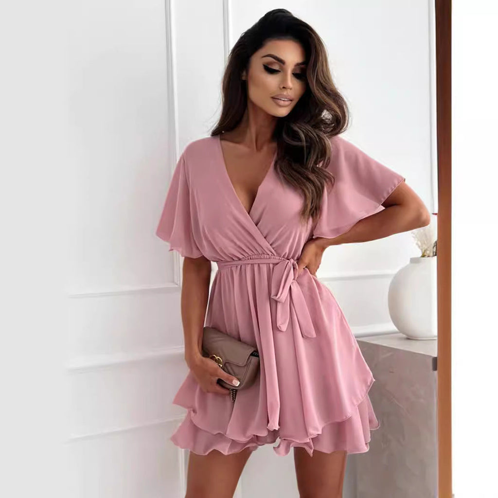 Valenzora | Short ruffled hem women's mini dress
