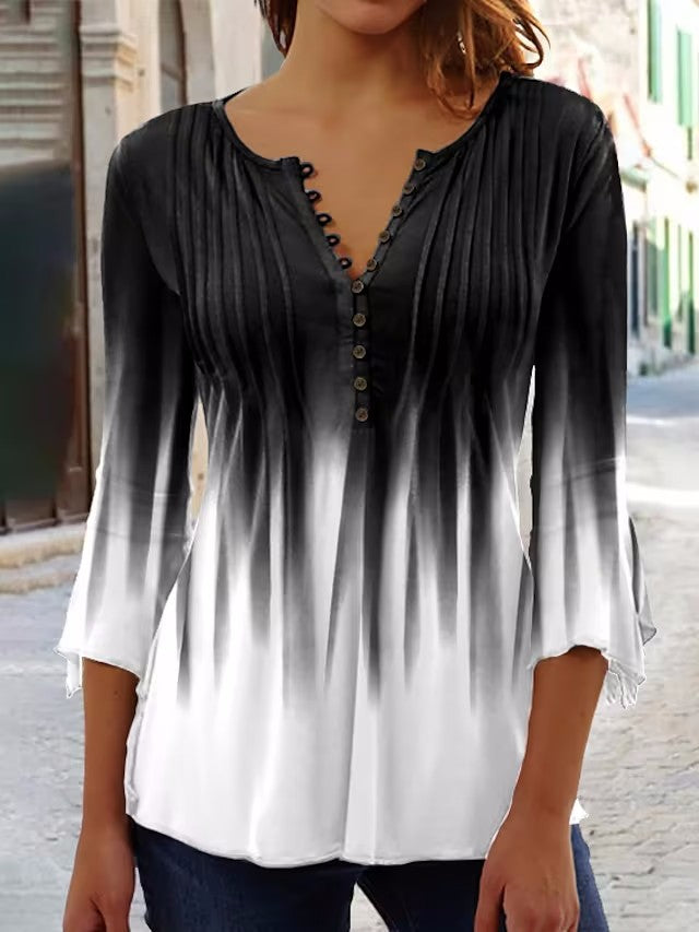 Damenbluse mit Ombré-Effekt und Knopfleiste, Größe