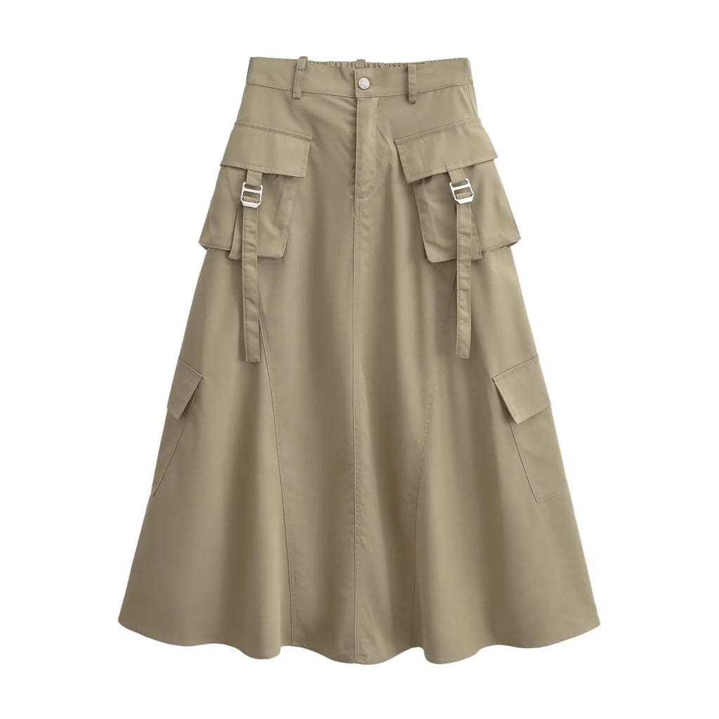 Damen Midirock mit praktischen Cargotaschen und elegantem Schnitt, Größe S