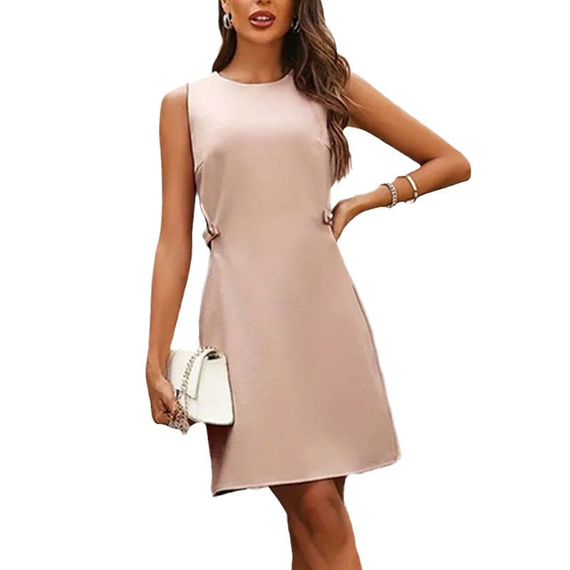 Damen elegantes A-Linien-Kleid mit Zierknöpfen, Größe