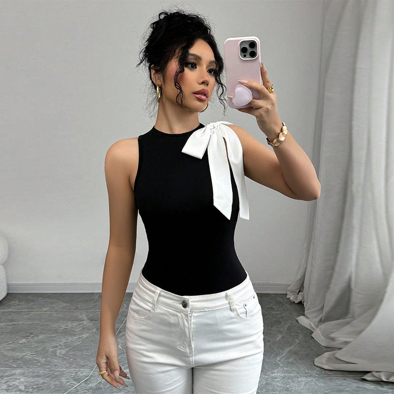 Damen-Tanktop mit eleganter Schleifenapplikation, Größe