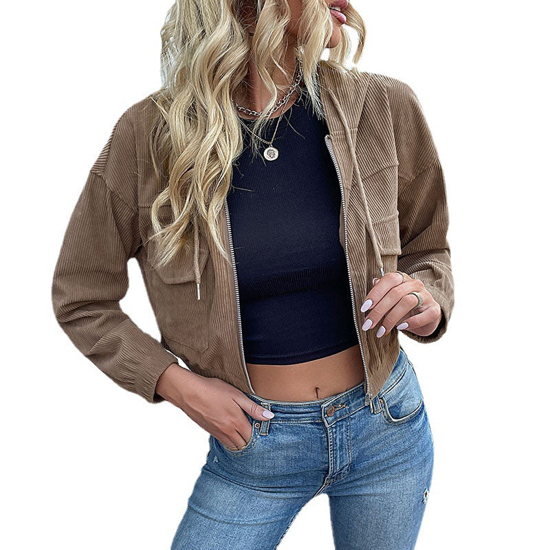 Damen-Cordjacke mit lässiger Passform und praktischen Taschen, Größe [size missing]