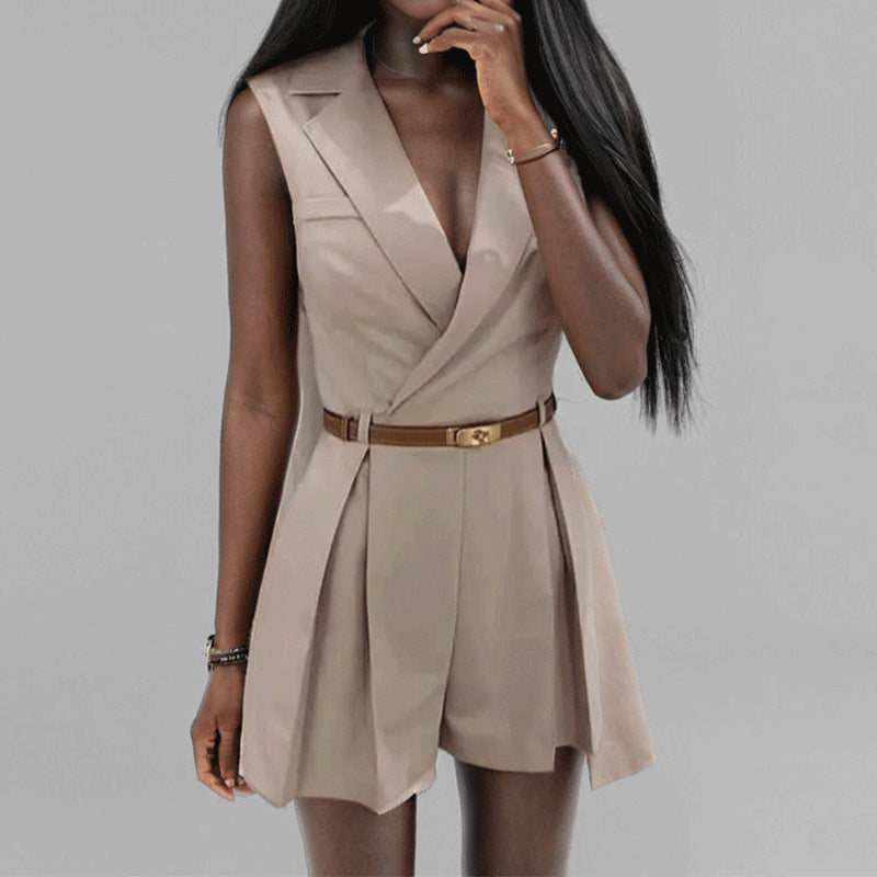 Women's Elegant Bodysuit with Waist Belt, Size