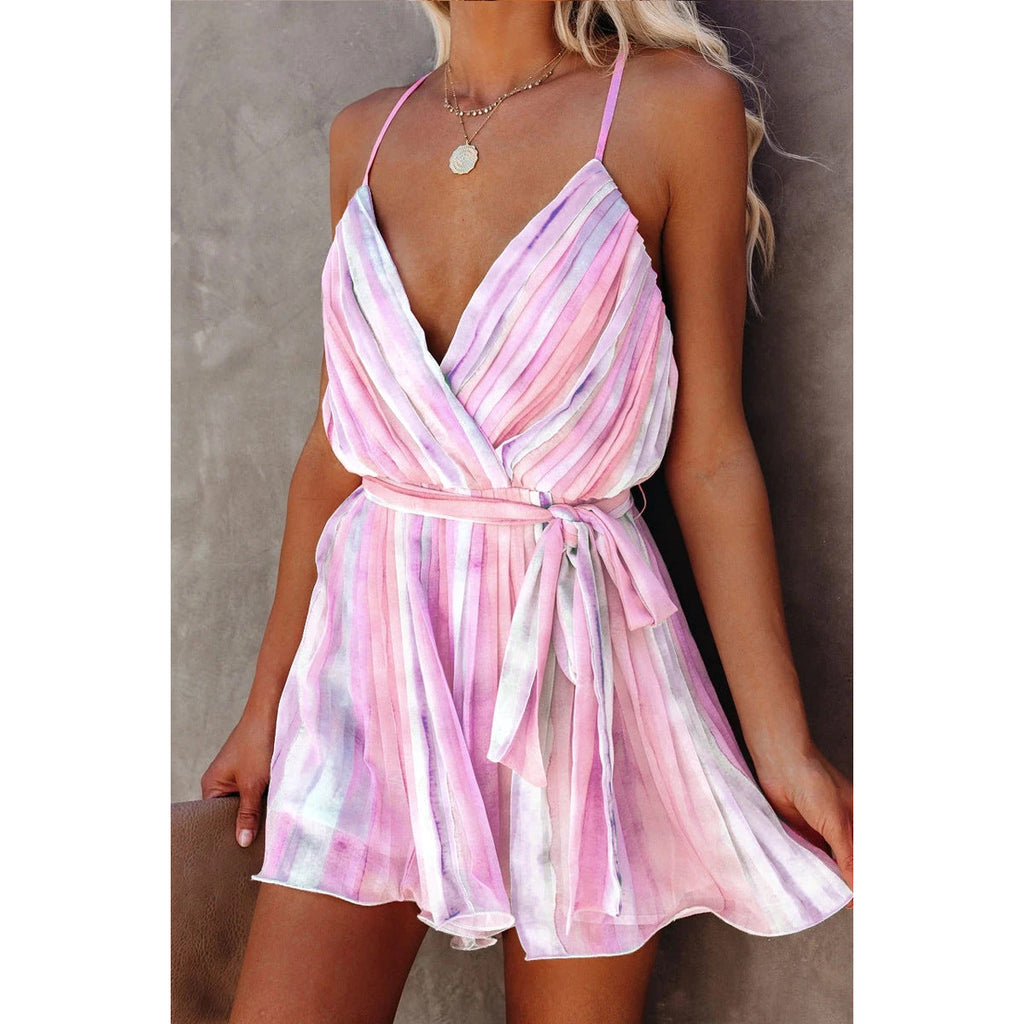 Valenzora | Frühling Sommer Trägerloses Plissiertes Chiffonkleid Haus Spitze Sexy V-Ausschnitt Chiffonkleid