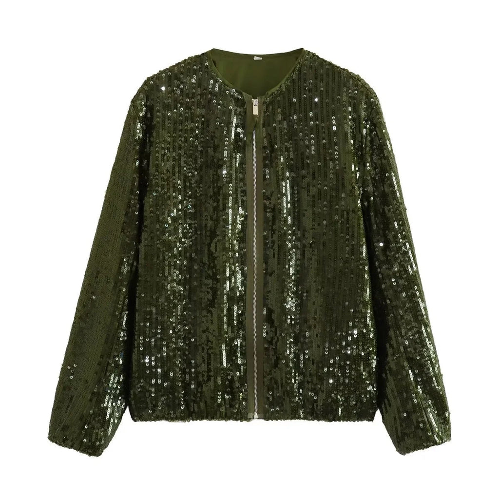 Valenzora | Sparkling sequined jacket with zipper