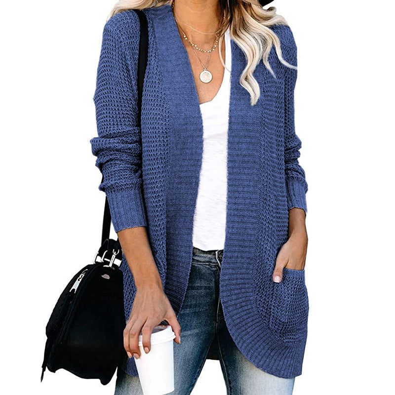 Women's open-cut cardigan with side pockets, size