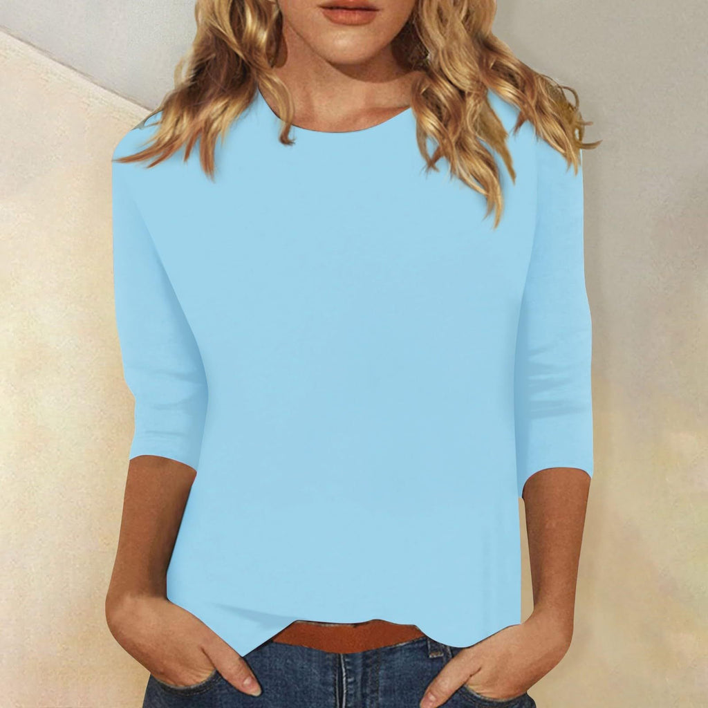 Damen Freizeit-Oberteil mit eleganten 3/4 Ärmeln und abgerundetem Saum, Größe S