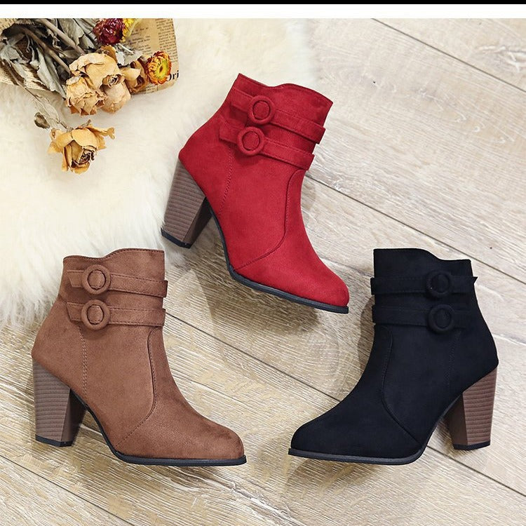 Women's ankle boots with decorative straps and elegant heel, size Valenzora