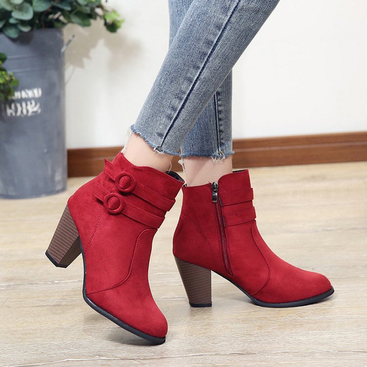 Women's ankle boots with decorative straps and elegant heel, size Valenzora