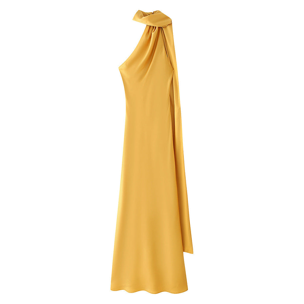 Elegantes Damenabendkleid mit einseitigem Cape und raffinierten Drapierungen, Größe Valenzora