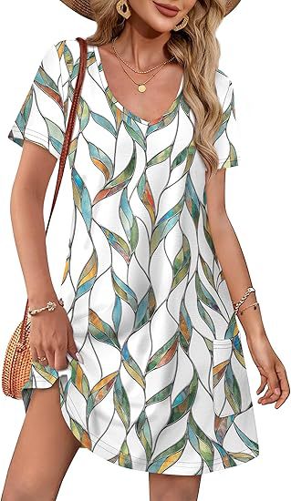 Damen Kurzarm Freizeitkleid Größe