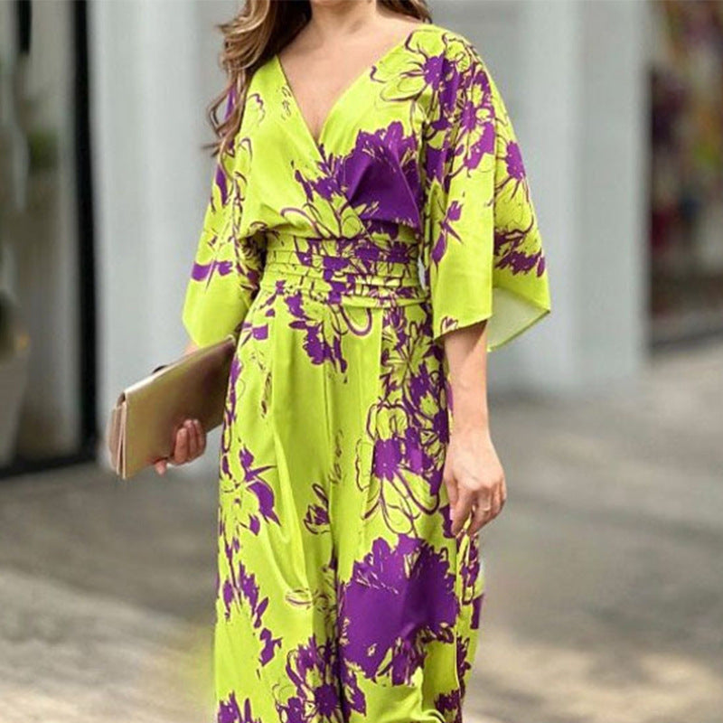 Women's Elegant Jumpsuit with Floral Pattern Size