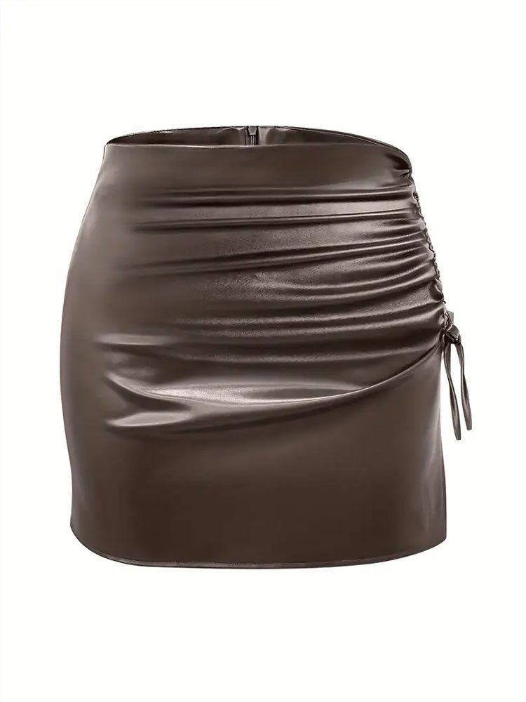 Women's figure-hugging mini skirt with sophisticated ruffle design, size