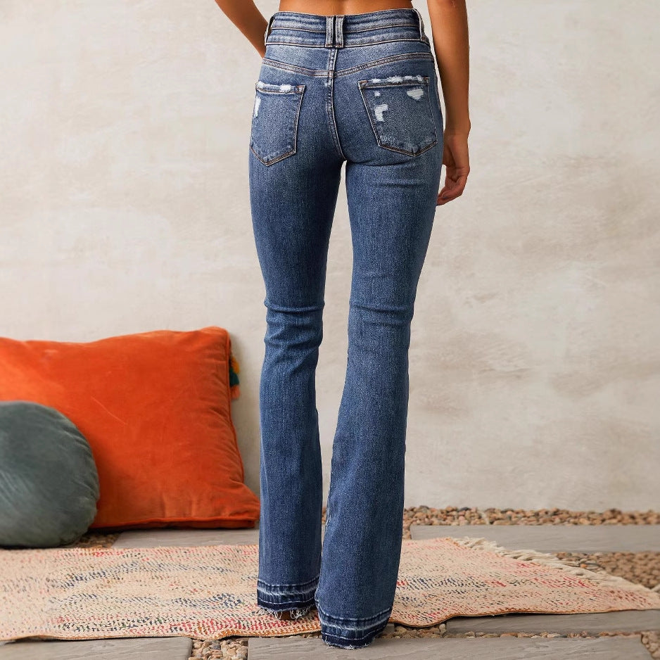 Women's Vintage Style Flared Jeans, Size