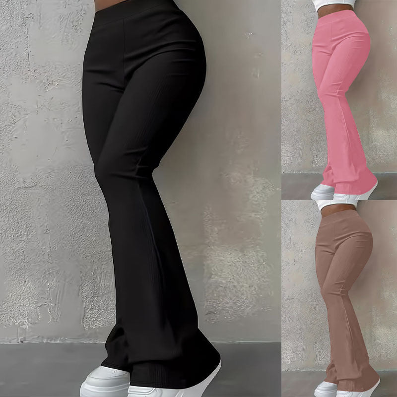 Damen-Bootcut-Hose mit hoher Taille und elastischem Bund, Größe