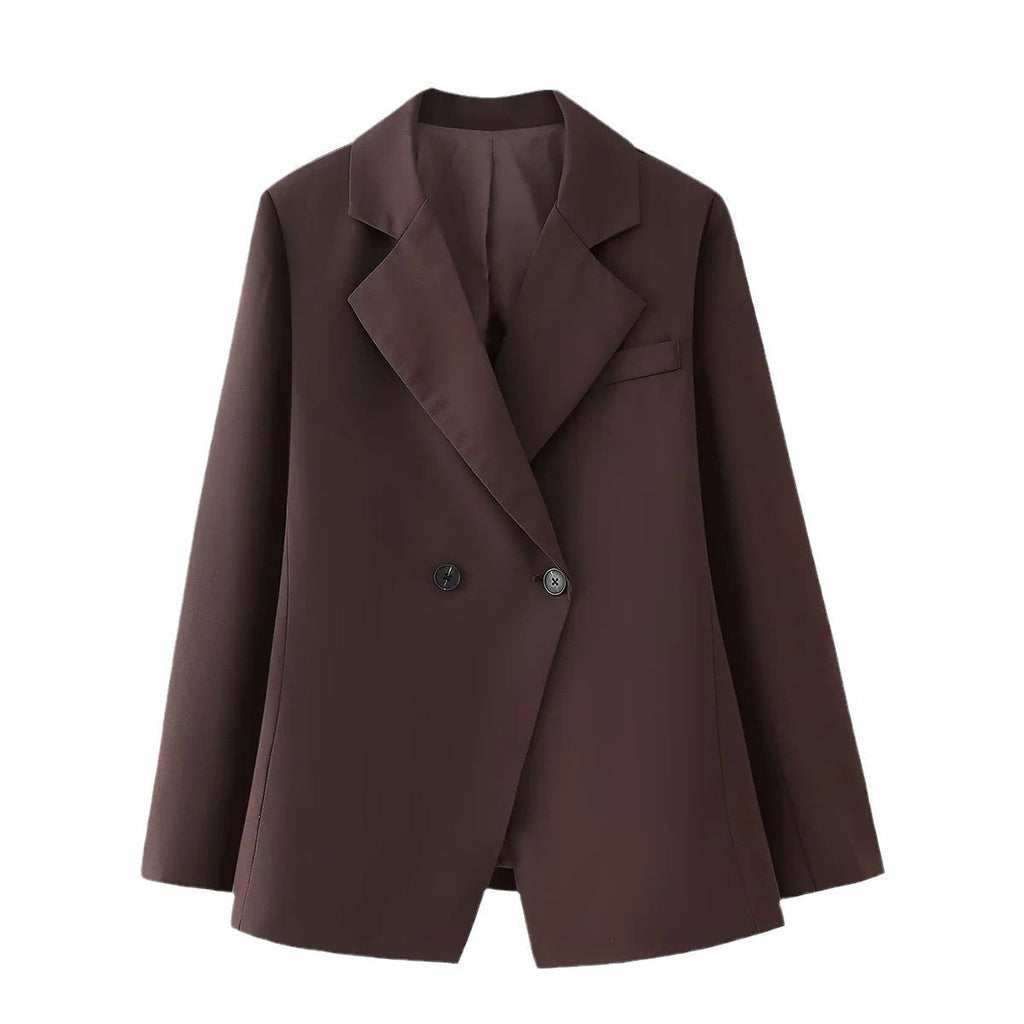 Eleganter, zweireihiger Damenblazer mit klassischem Revers, Größe