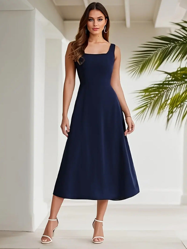 Valenzora | Elegantes Trägerkleid, dunkelblaue Farbe