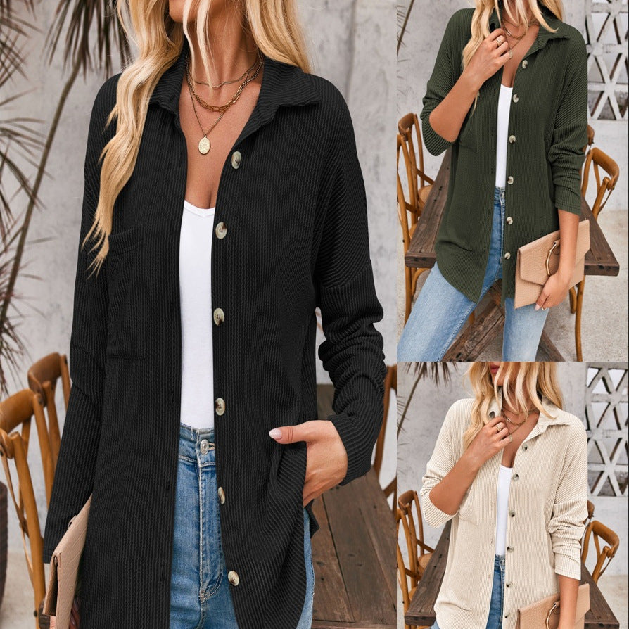 Damen-Cardigan mit strukturierter Rippen-Optik und Oversize-Knöpfen, Größe S